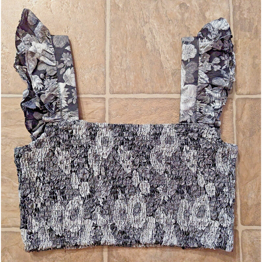 New Kourt sz M Tela Floral Cropped Tank Top pull on 4794